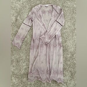 Haute Monde Dusty Mauve Eyelet Cardigan